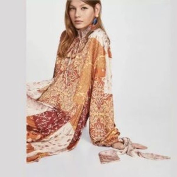 Zara Patchwork Boho Midi Dress - Picture 2 of 3
